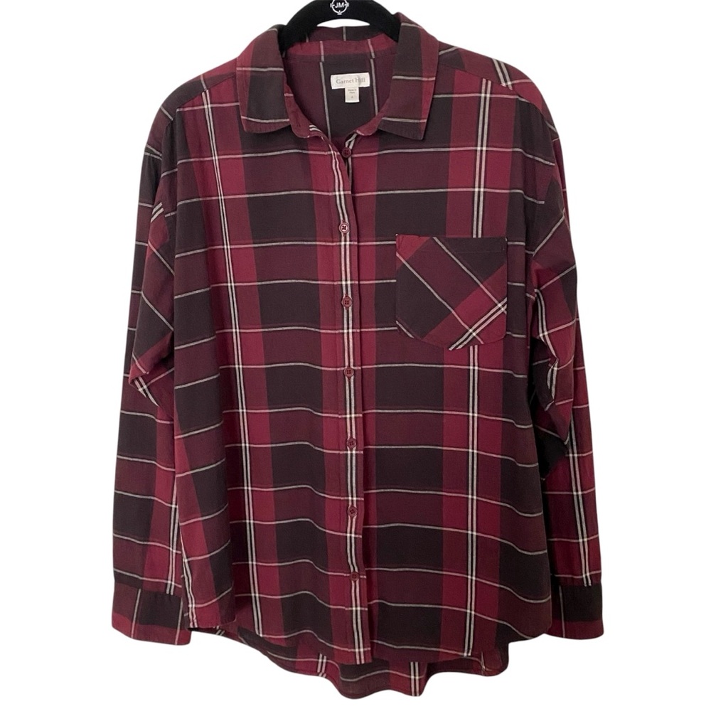 Garnet Hill Boyfriend Button Down Plaid Shirt 6
